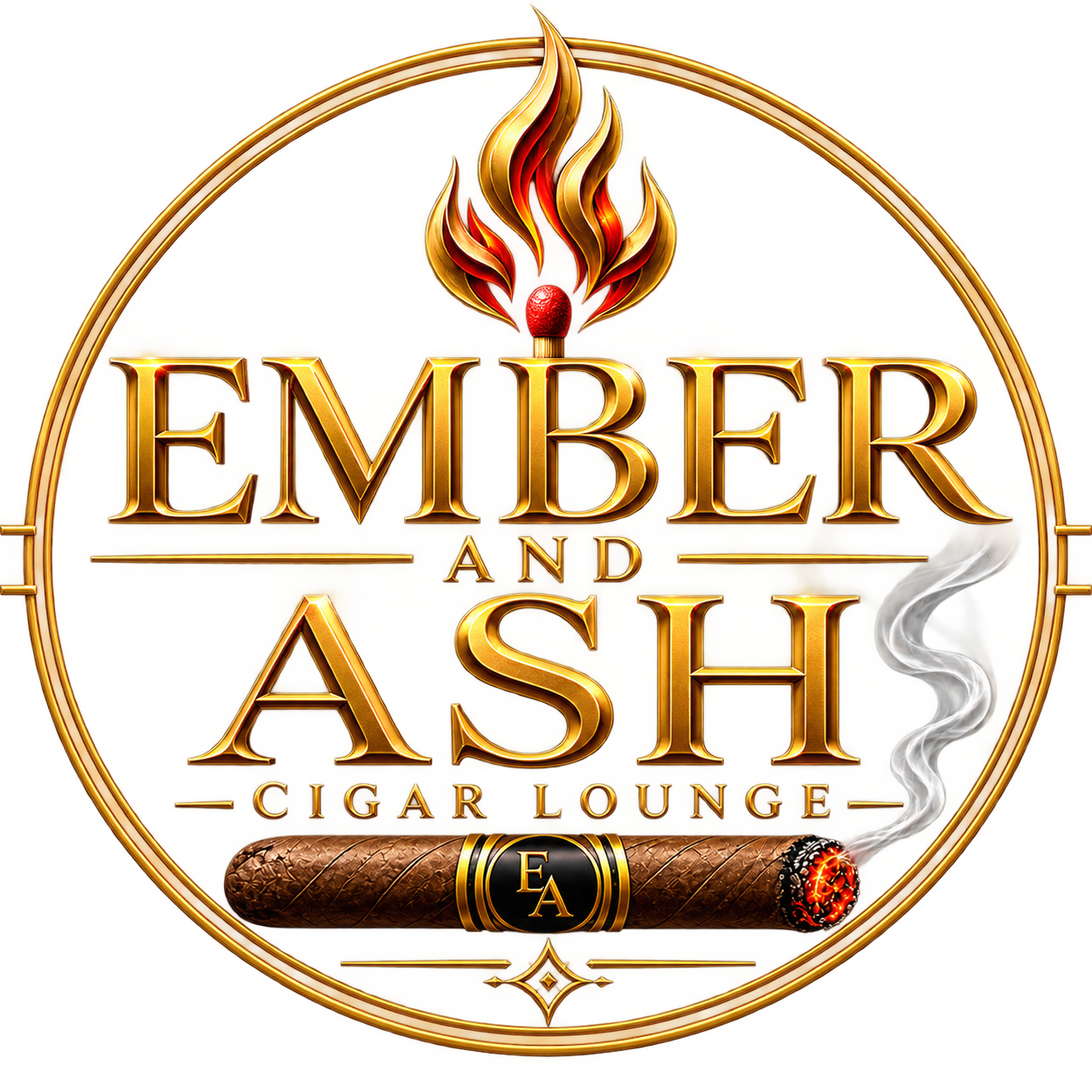 Ember and Ash Cigar Lounge crest logo